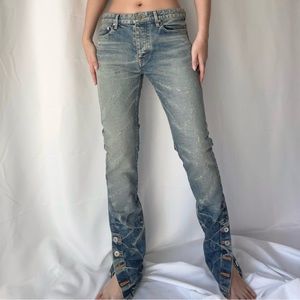 MLVINCE Stone Wash Destruct Denim Jeans